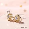 Four Leaf Clover Floral Halo Round Cubic Zirconia Stud Earrings Vintage French Elegant Women Ear Jewelry