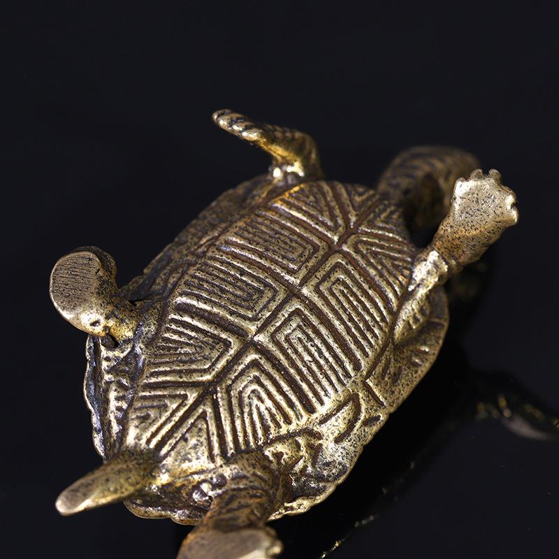 Schildkrötenstatue aus reinem Kupfer, Vintage-Schildkrötenfiguren aus Messing, für den Schreibtisch, Feng Shui-Ornament, Miniaturen, antikes Teehaustier, Basteln, Geschenke