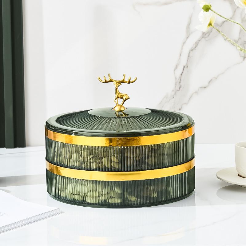 Clear Divided Fruit Plate with Lid: Sealed Storage Box for Living Room or Coffee Table