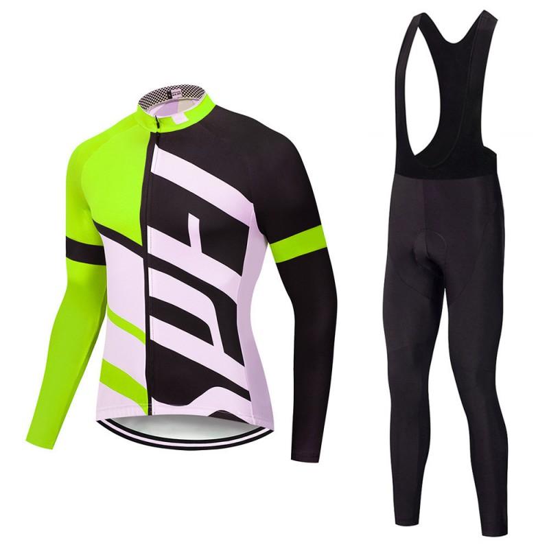 Men Women Cycling Bib Jersey Set Lightweight Breathable Long Sleeve Bike Outfit