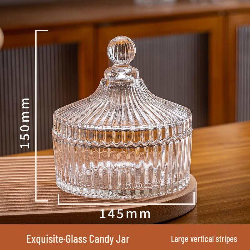 Ribbed Glass Storage Jar