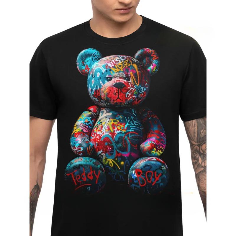 Summer Round Neck 3D Animal Print Top Fashionable Casual Short Sleeved Men's T-shirts