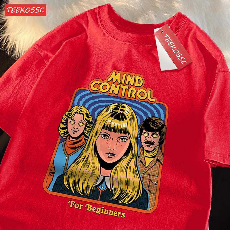 Mind Control For Beginners Printing T-Shirt Oversized Cotton T-Shirt Fashion Loose Tops Casual Sweat Tee Clothes Cotton Couple