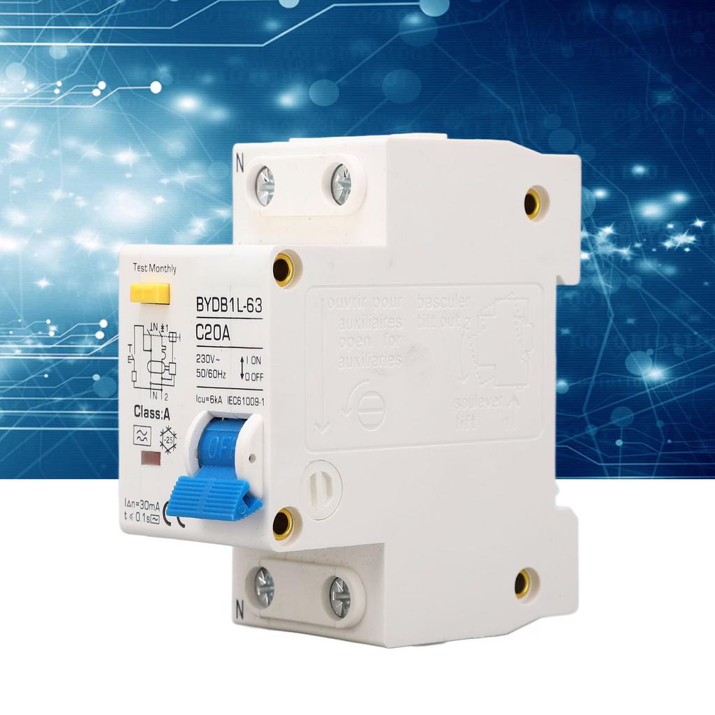 230V 20A AC Wyłącznik zabezpieczający przed upływami prądu Typ A Montaż na szynie DIN 1P Wyłącznik nadprądowy miniaturowy