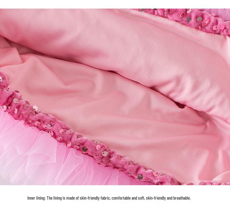 Girls' Sequin Princess Dress: 2025 Christmas Short-Sleeve Party Gown