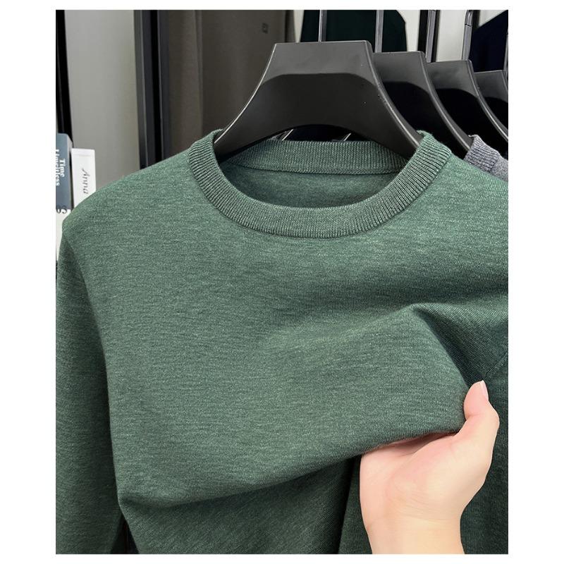 Men S Solid Color Round Neck Knit Sweater Autumn Base Top
