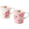 Laura Ashley Dinnerware Set, Floral Pattern, Pair of Mug Cups (approx. 300ml), Microwave Safe, Polka Dot, Couture Rose, Made In Japan, LA50-13 Pink