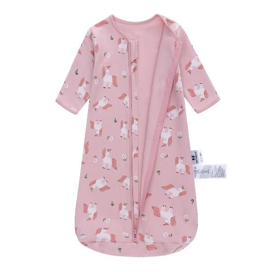 miracle baby" Pure Cotton Long‑Sleeve 3D Sleeping Bag with Animal Print, Center‑Opening, Breathable Summer Sleeping Bag for Children Aged 0–2 Years