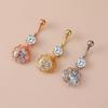 Rhinestone Navel Ring Rose Flower Belly Women Sexy Bar Piercing Body Jewelry