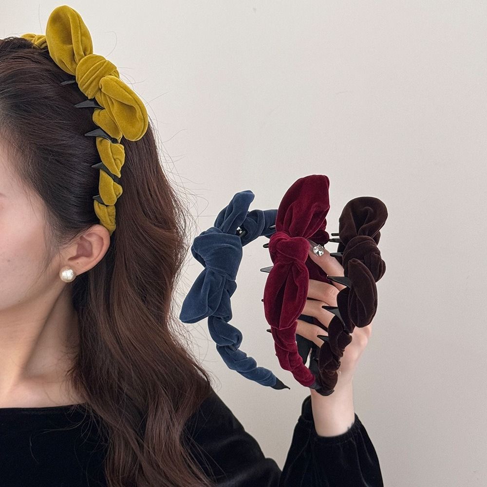 Velvet Hair Accessories Solid Color Hair Bands Autumn Fascinator  Women Girls