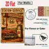 Vintage Route Gas Station Car Metal Sign X Outdoor Wall Plaque Retro Auto Art for Study Dining Room