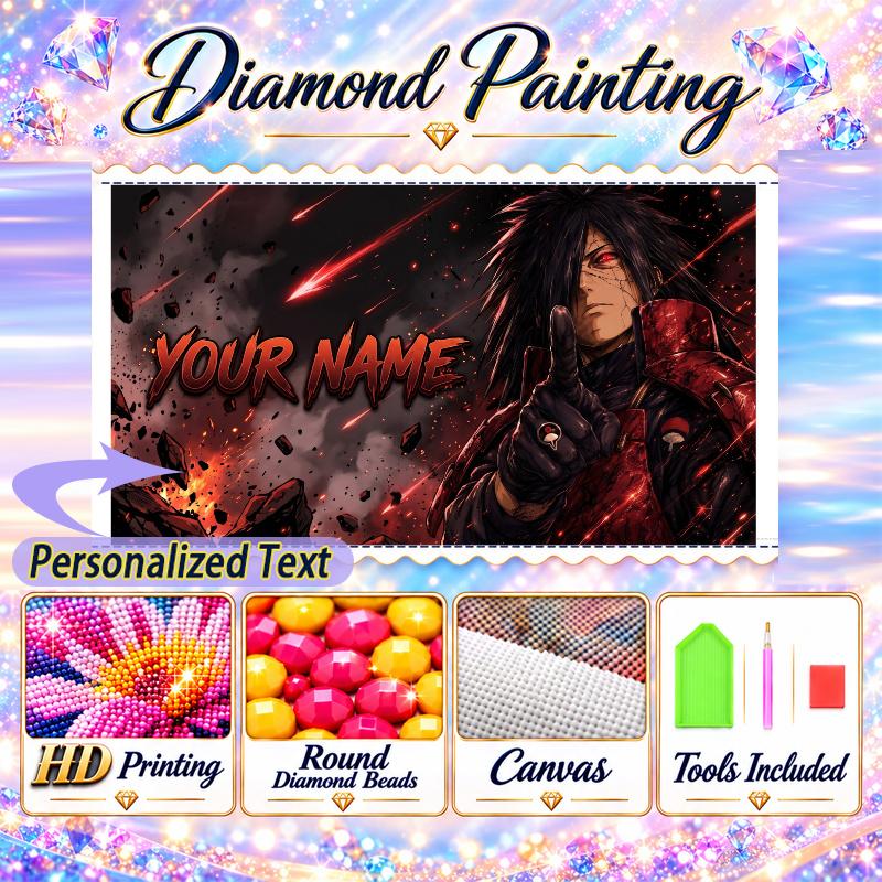 Personalized Madara Uchiha Diamond Art Custom Name 5D Diamond Painting Full Drill DIY Craft