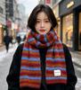 Red Christmas scarf with Korean autumn and winter atmosphere knitted scarf women's soft waxy striped warm scarf men