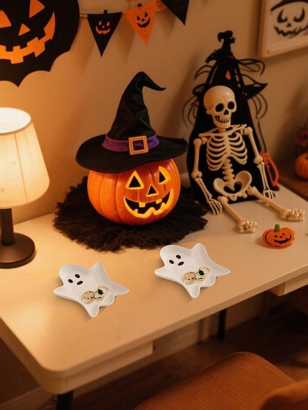 Vassoio Ornamento Fantasma di Halloween Ceramica Carino Vassoio Portagioie Fantasma Decorazioni Piatti di Halloween Per Servire la Cena del Ringraziamento