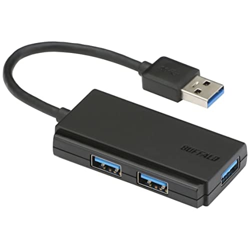 BUFFALO USB3.0 Bus Powered 3 Port Hub Black Compact Model BSH3U105U3BK [Windows/Mac Compatible] [1] Black