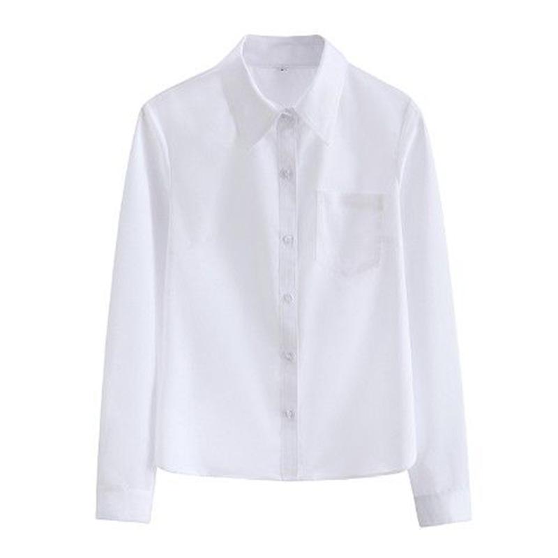 JK Women's White Shirt: Basic Pointed Collar, Versatile Academy Style, Japanese High School Student Commuter Uniform Top.