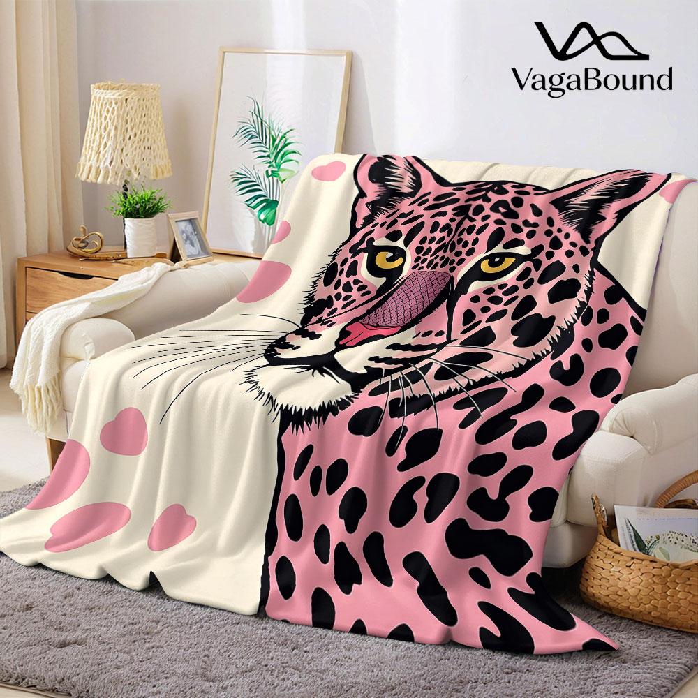 Rosa LLeopard Flanelldecke Warm Weich Halloween Weihnachten Dekorativ Sofa Warm Gemütlich Ganzjahresgeschenk