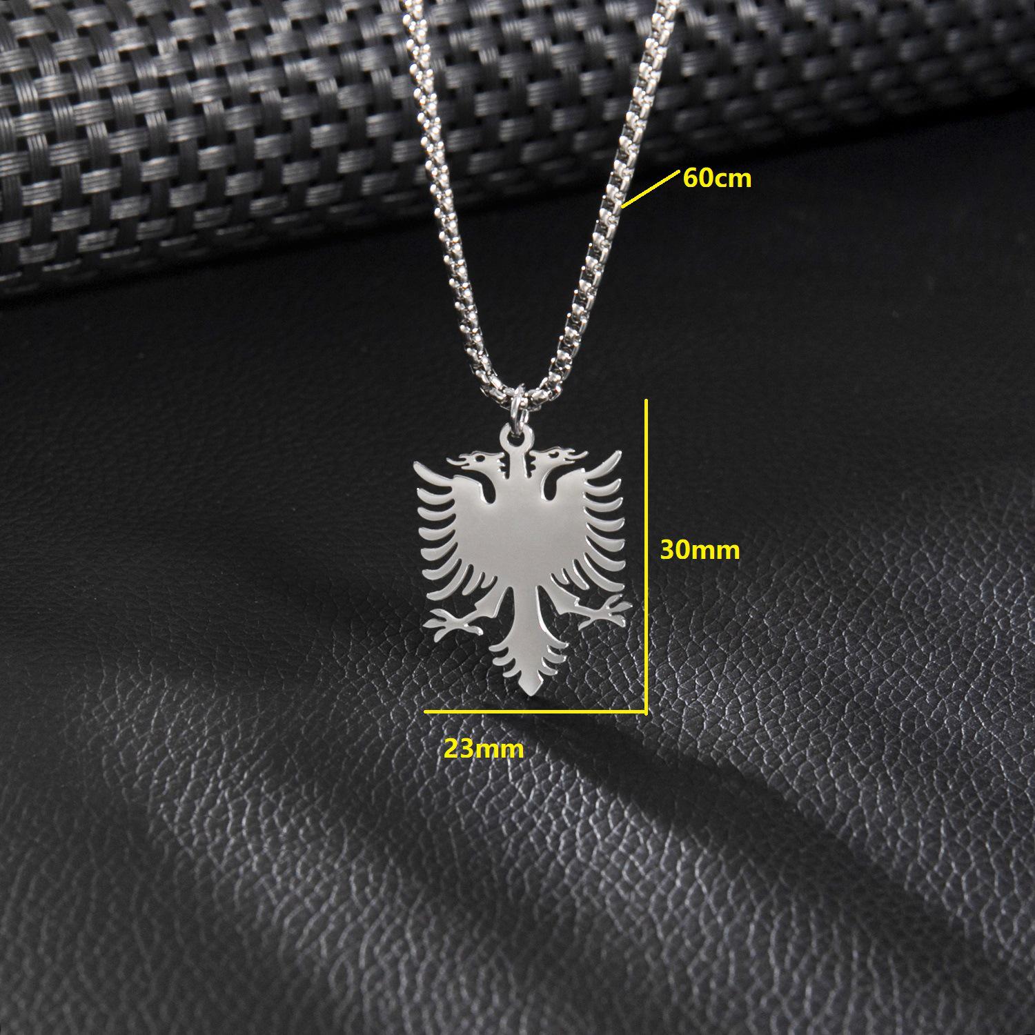 2025 Fashion Stainless Steel Albanian Eagle Pendant Necklace, Autumn/Winter Long Sweater Chain