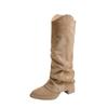 Autumn and Winter New Long Boots Women's Thick Heel Knight Boots Long Trouser Tube Boots Pointed Pile Boots But Knee High Boots