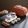 New Chinese-style Outdoor Dehua White Porcelain Camping Travel Tea Set Guofeng Portable Carry-on Bag Kuaike Cup