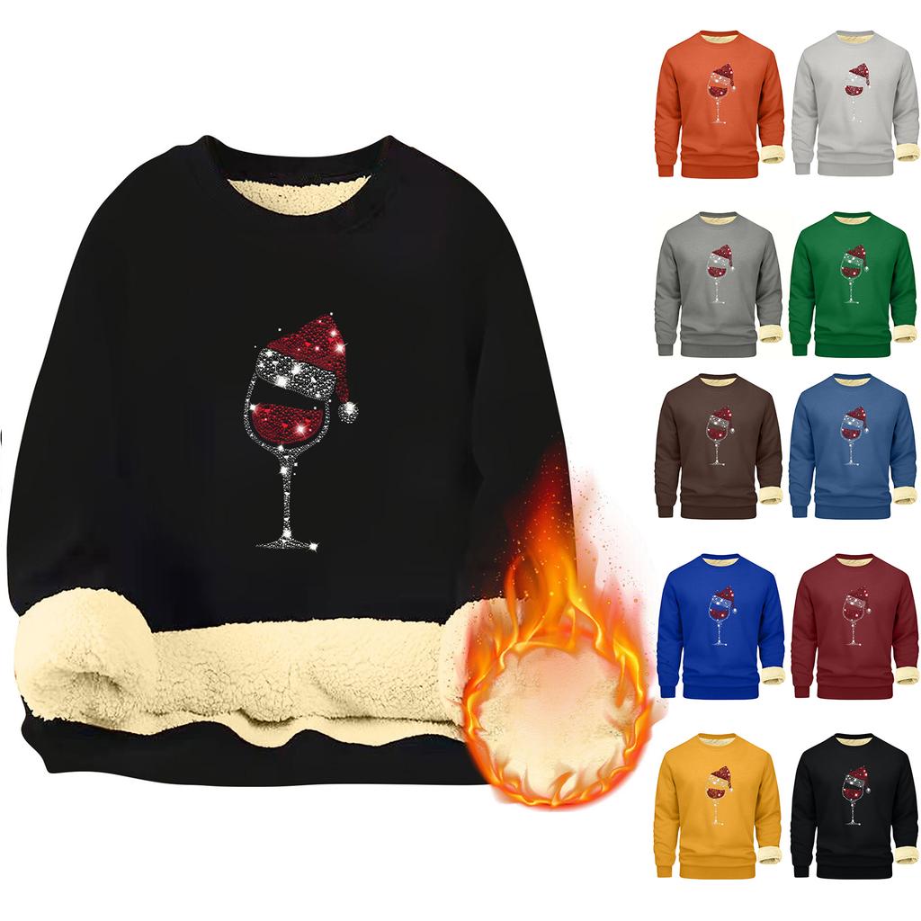 Sweatshirts för män Långärmad Fleece Casual Luddig Rundhalsad Pullover Varm Vinter