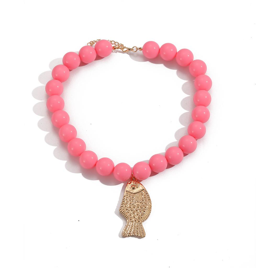 Collana Pendente Pesce Fatto a Mano con Perline Stile Vacanza Naturale Spiaggia Oceanica per Donne