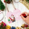 Gift Box Decorations 60 Pcs Christmas Paper Tags, Pink Santa Snowman Hanging Labels Wrapping Supplies with Hemp Rope for Winter Holiday Party
