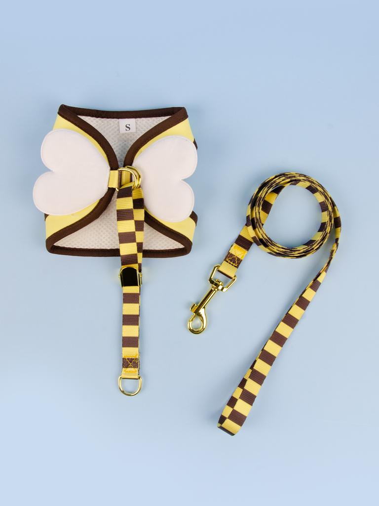 [Populärt val] Liten hundsele och koppel Step in Ingen strypning Ingen dragning Mjukt nät Bee H