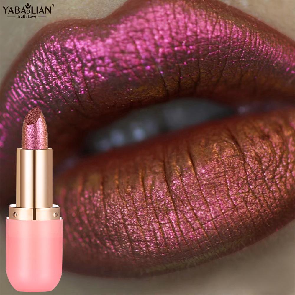 Metalická fialová chameleonská rtěnka Měnící barvu Matná třpytivá diamantová rtěnka Vodotěsný perleťový lesk na rty Sexy make-up