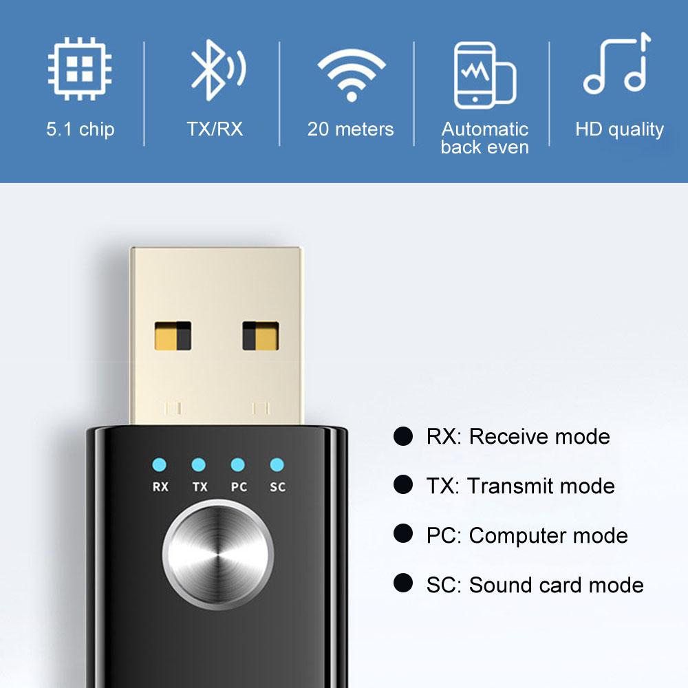 4 In 1 Bluetooth 5.1 Audio Receiver Transmitter USB Dongle RCA Wireless Adapter for Car Kit TV PC Headphone Stereo 3.5mm 3.5 AUX