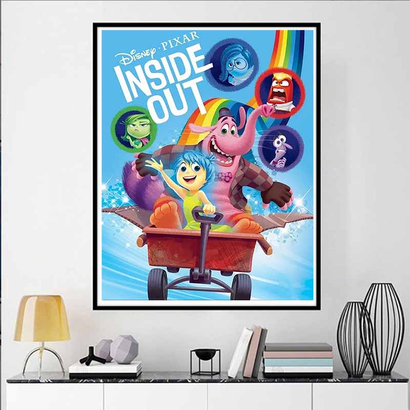 Disney 5D DIY Diamond Painting Decorations Classic Inside Out Poster Illustrations Diamond Embroidery and Rhinestone Cross Stitch Set Handmade