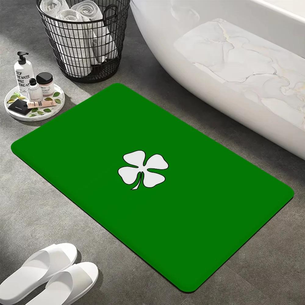Shamrock Pattern Room Mats Nordic Style Green Porch Entrance Anti Slip Carpet  Bedroom Bedside Bathroom Rug Home Doormat