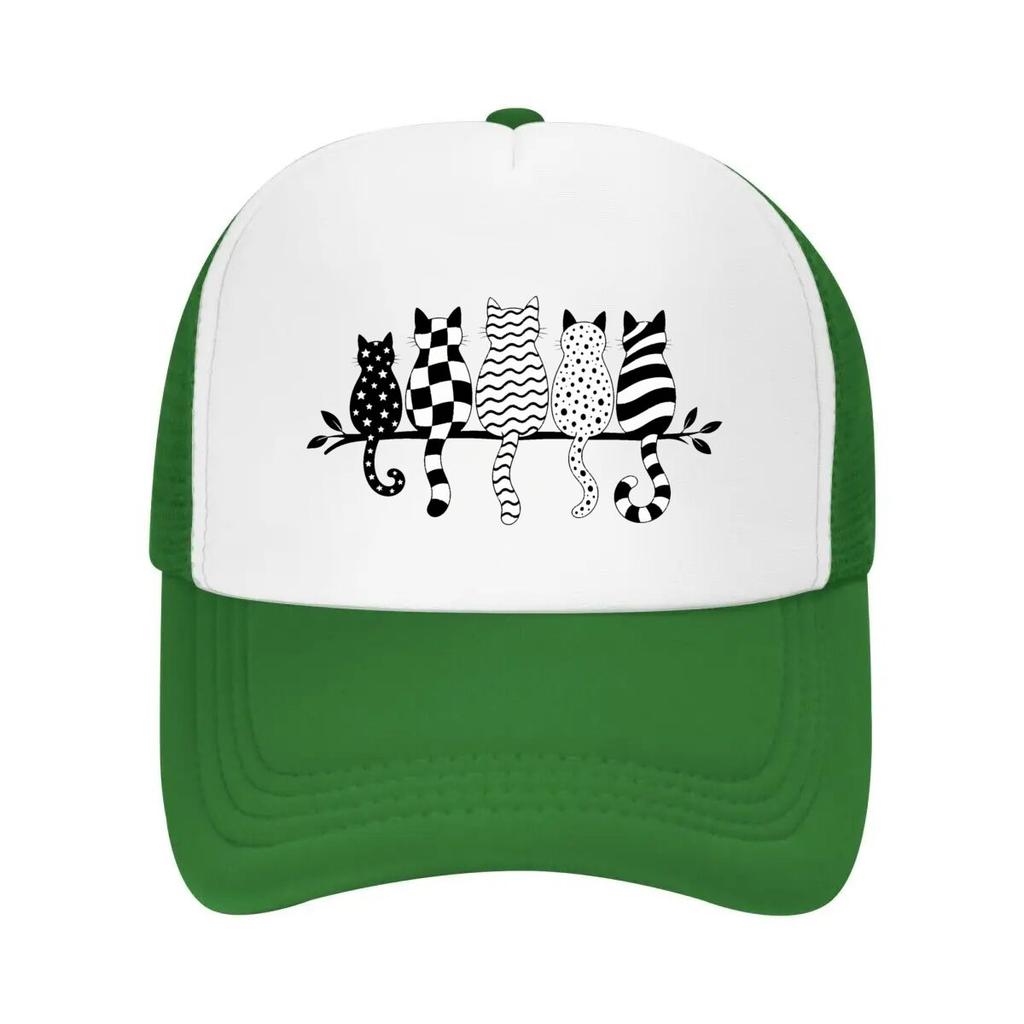 Verspielte gemusterte Katzen Linienkunst Netz Baseballkappe Lässiger Hut Outdoor Für Damen Unisex FeUnisex
