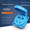 Waterproof 220V 10A Five-Hole Household Power Socket with Flame Retardant Cover (Black/Blue)