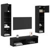 LED TV Wall Unit Set 6 pcs Black Oak Effect Particleboard