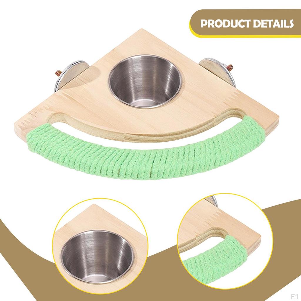 Bird Perch with Feeding Cup Cage Accessory Resting Station Parrot Feeder