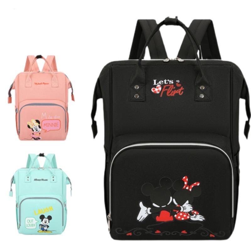 Stilvoller und robuster Oxford-Wickelrucksack für Mütter und Väter mit großem Fassungsvermögen und Mickey Mouse-Motiv