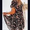 Summer Short Sleeve Round Neck Fashion Sexy Flower Print European and American Pleated Dress Women's Casual Dress