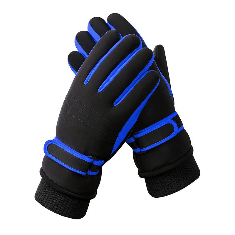 Winter Skiing Gloves for Men  Thickened with Fleece  Outdoor Cycling Windproof and Cold Proof  Touch Screen  Fashionable Five Finger Warm Gloves