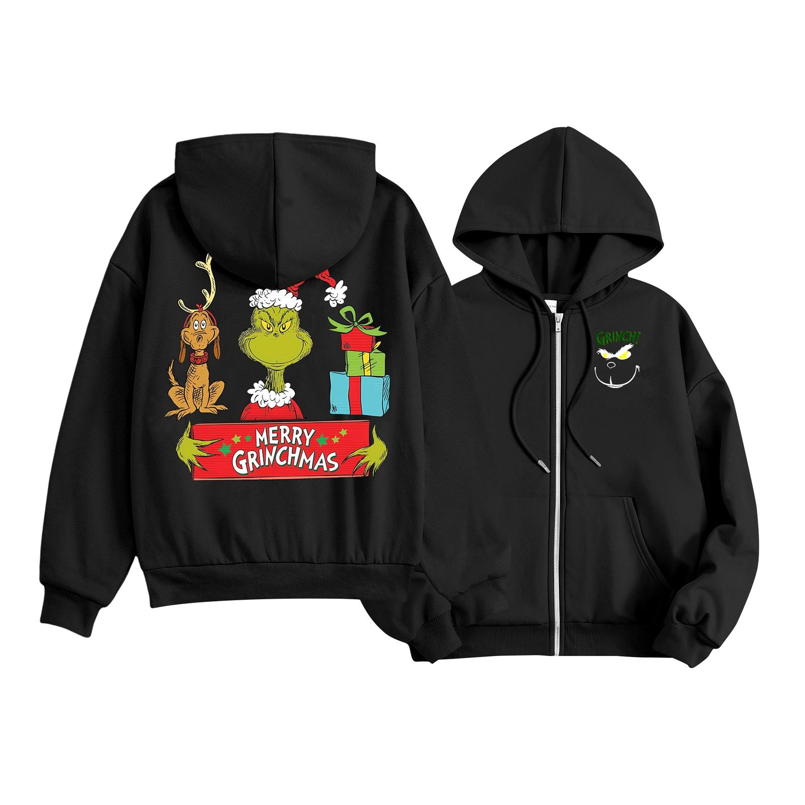 

Kids Fashion Lightweight Long Sleeve Zipper Hoodie Christmas Printed Hoodie With Pockets 130