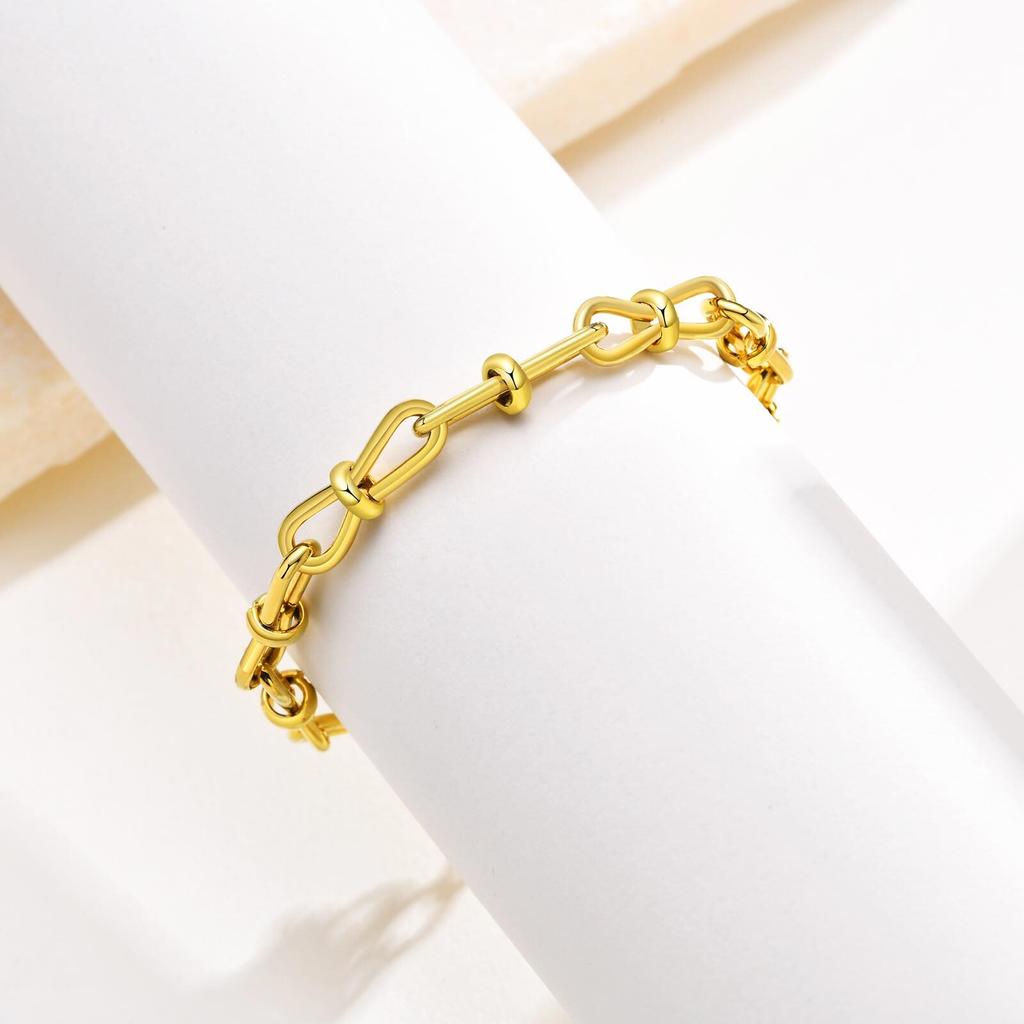 Stainless Steel Jewelry Fold Wear Colourfast Simple 18K Gold Color Horseshoe Buckle U Shape Luxury Bracelet For Woman Party