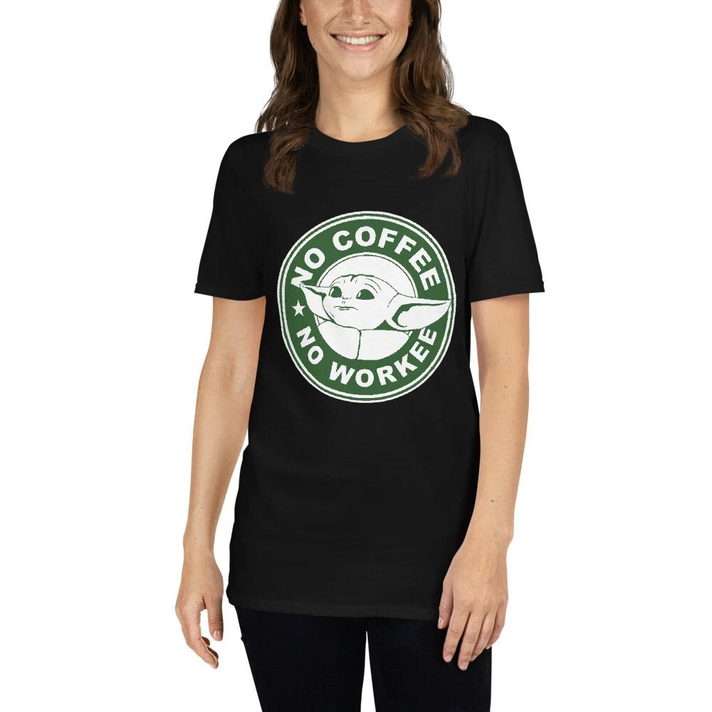 NO COFFEE NO WORKEE FUN STAR W MOVIE CHARACTER Short-Sleeve Unisex T-Shirt L