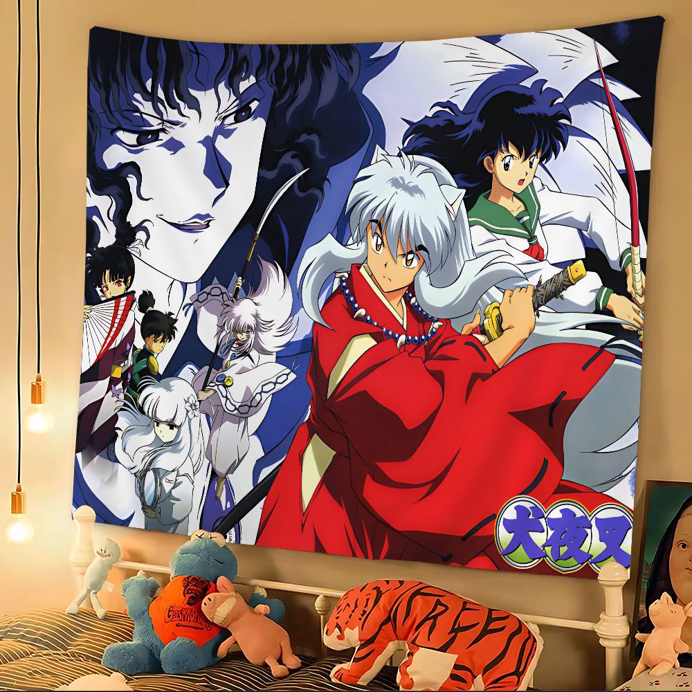 Japanese Anime Inuyasha Anime Tapestry Hanging Tarot Hippie Wall Rugs Dorm Wall Hanging Sheets