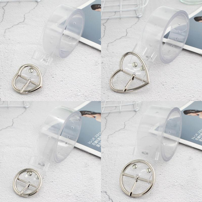 Student Transparent Plastic Belt Women'S Dress Decorated With Simple Love Round Buckle Belt Eight Styles