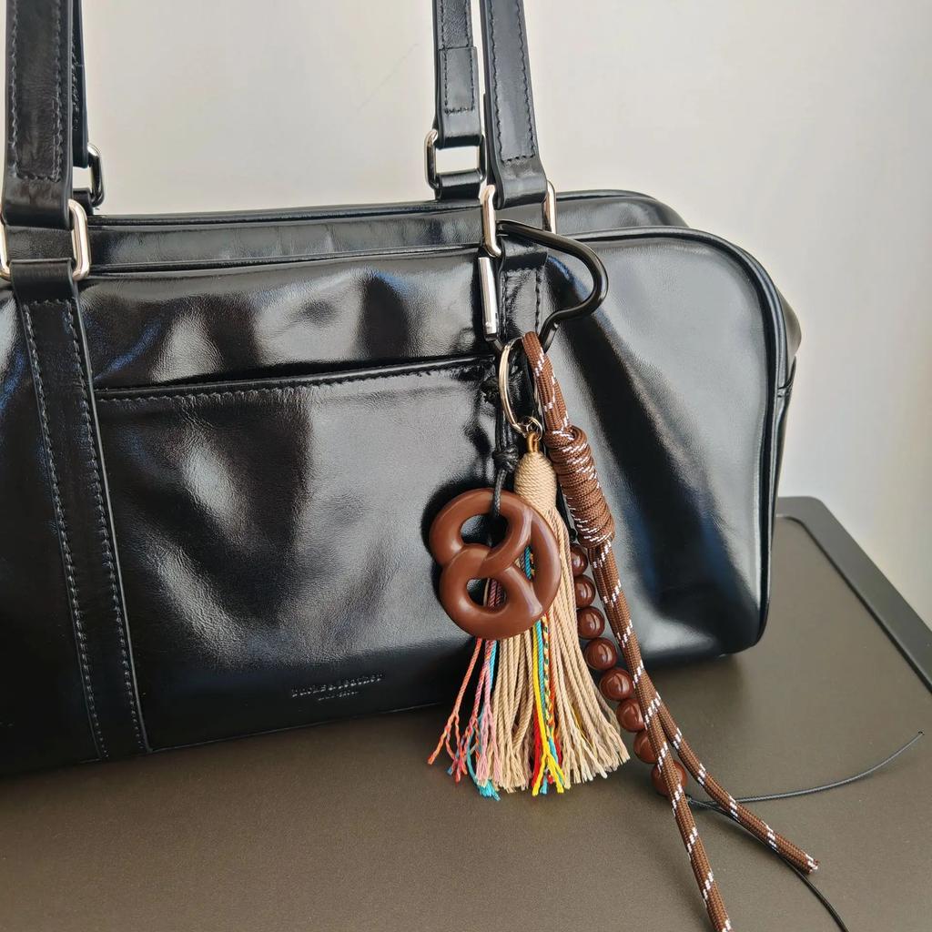 Retro Key chain bowknot afternoon tea Pendant tassels braided rope decoration Backpack accessories
