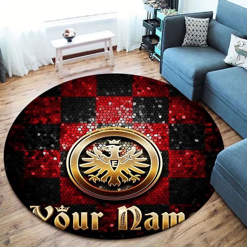 Eintracht Frankfurt Custom Name Round Area Rug,Carpet Rug for Living Room Bedroom Sofa Playroom Decor,Non-slip Floor Mat