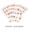 Adjustable Flower Animal Ring 36 Pcs Kawaii Cartoon Children Rings Gift for Kids