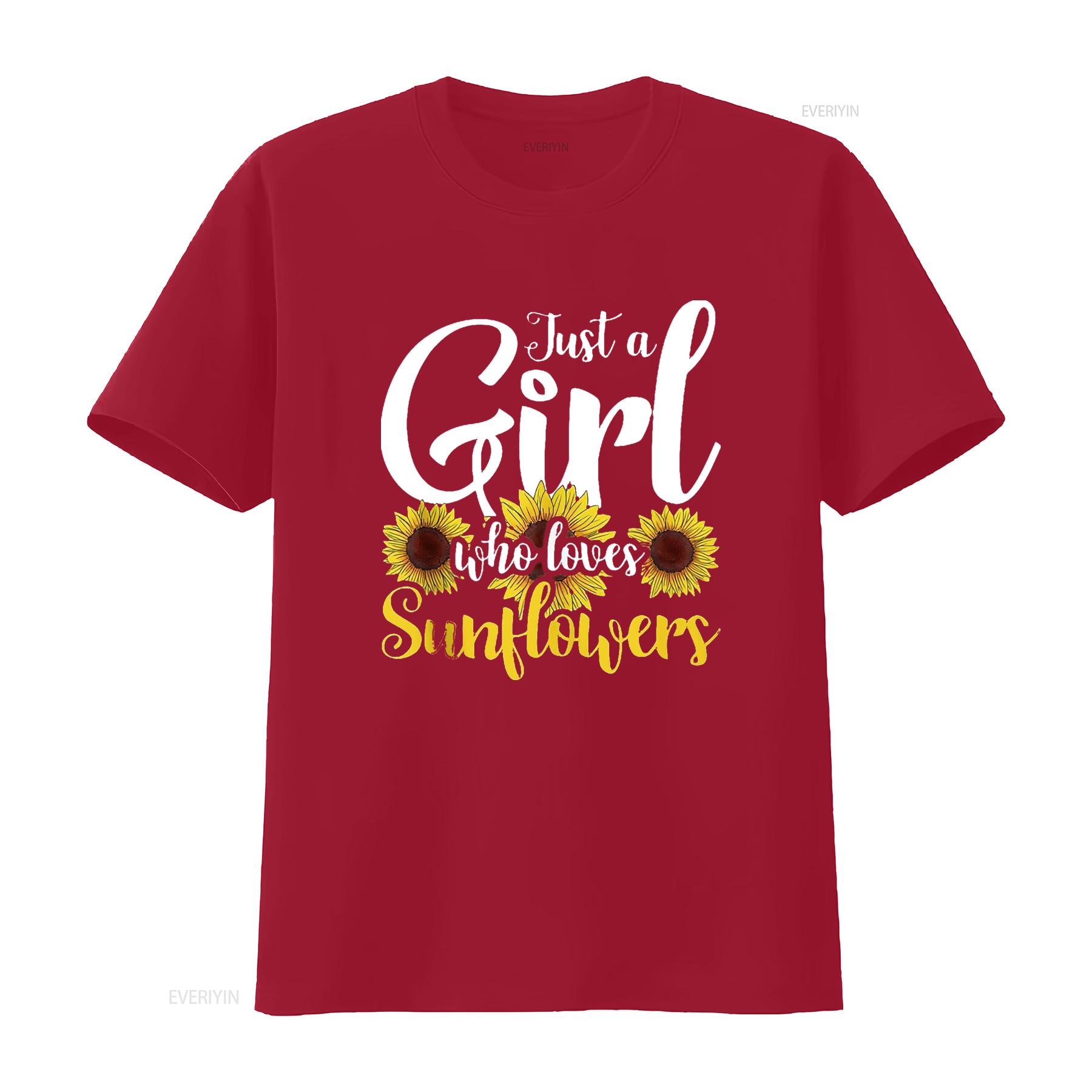 

Just A Girl Who Loves Sunflowers Florist Women Sunflower T Shirt Black 4XL vintage Washed designer clothes Versatile graphic S