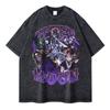 Heißer Verkauf Japan Anime Demon Slayer Nezuko Manga Vintage Gewaschen Kimetsu No Yaiba Grafikdruck T-Shirt Herren Damen Oversized Kurzarm Sommer Neues T-Shirt