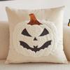 Square Shape Halloween Cushion Cover Cute Embroidery Ghost Cushion Shell  Bed Accent